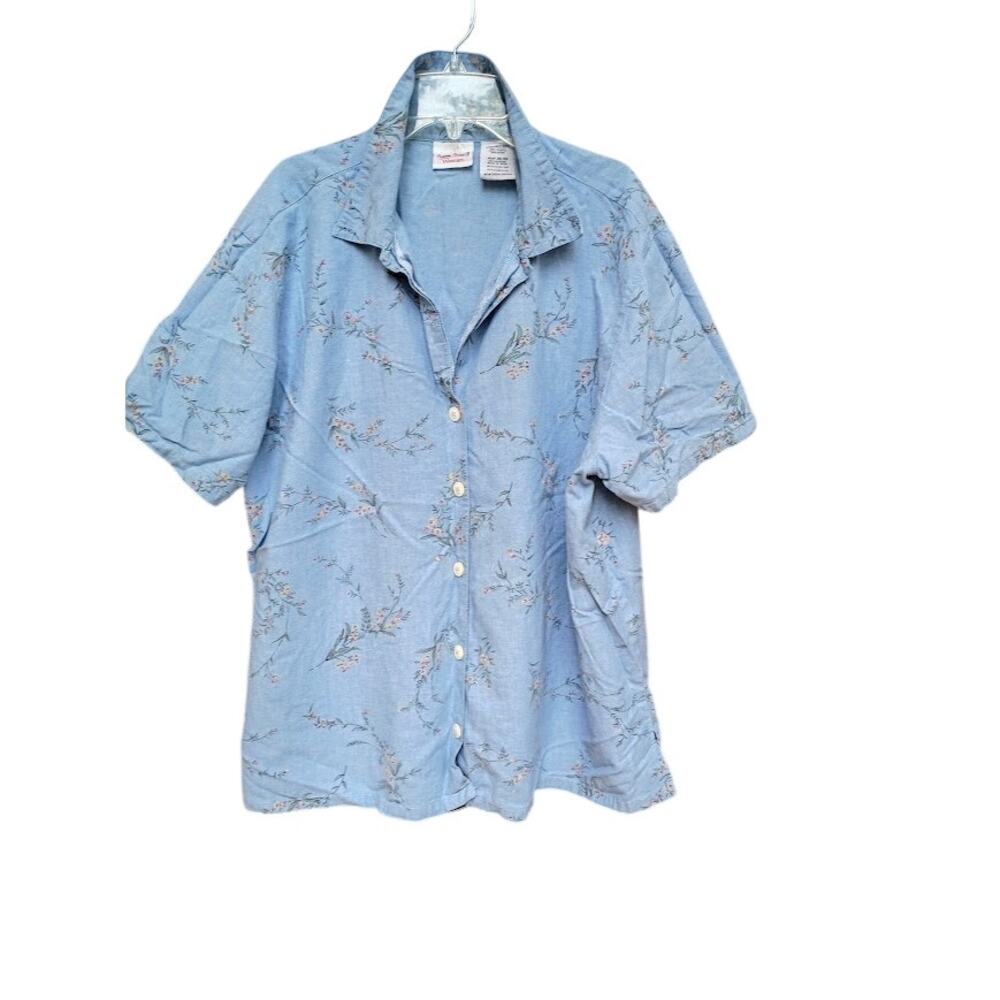 Bobbie Brooks Short Sleeve Button Up Collared Blouse Size 18W/20w
